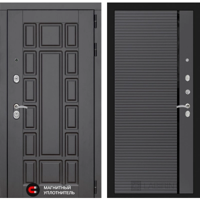 Входная дверь Нью-Йорк 22 - Графит софт, черная вставка