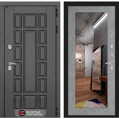 Входная дверь Нью-Йорк с Зеркалом 18 - Бетон светлый