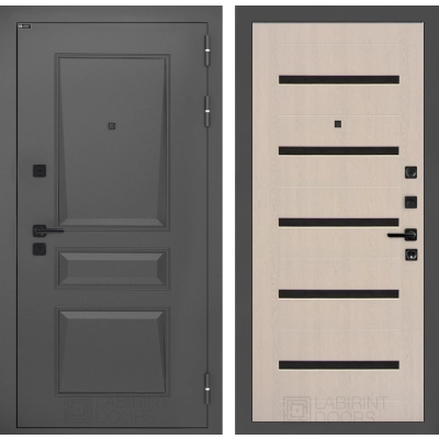 Входная дверь Орлеан 01 - Беленый дуб, стекло черное