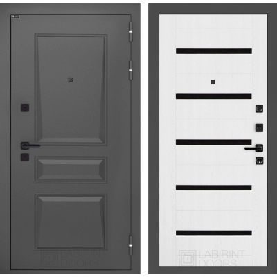 Входная дверь Орлеан 01 - Белое дерево, стекло черное