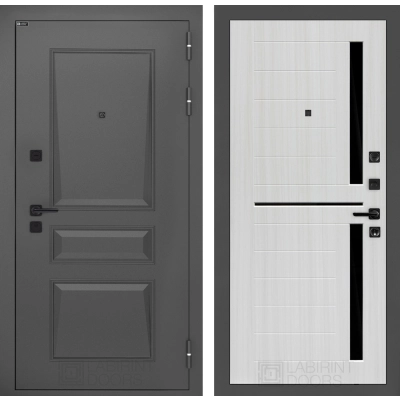 Входная дверь Орлеан 02 - Сандал белый, стекло черное