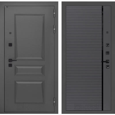 Входная дверь Орлеан 22 - Графит софт, черная вставка