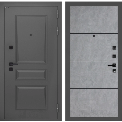 Входная дверь Орлеан 25 - Бетон светлый, черный молдинг