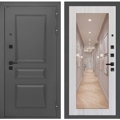 Входная дверь Орлеан с Зеркалом 18 - Сандал белый