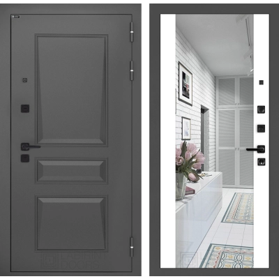 Входная дверь Орлеан с Зеркалом Максимум - Белый софт