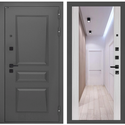 Входная дверь Орлеан с Зеркалом Максимум - Сандал белый