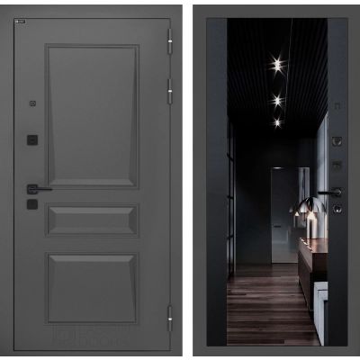 Входная дверь Орлеан с Зеркалом тонированным Максимум - Черный кварц