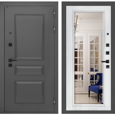 Входная дверь Орлеан с Зеркалом Фацет - Белый софт