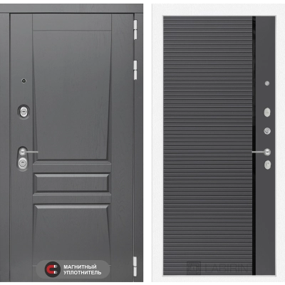 Входная дверь Платинум 22 - Графит софт, черная вставка