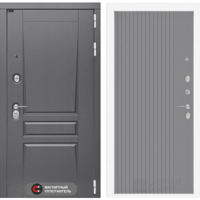Входная дверь Платинум 29 - Серый рельеф софт