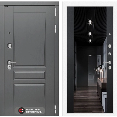 Входная дверь Платинум с тонированным Зеркалом Максимум - Черный кварц