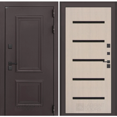 Входная дверь Полярис лайт 01 - Беленый дуб, стекло черное