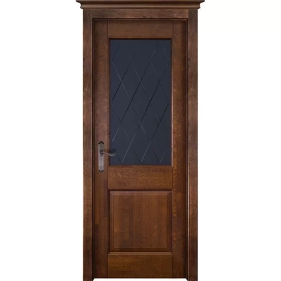 Дверь Элегия массив ольхи со стеклом, античный орех