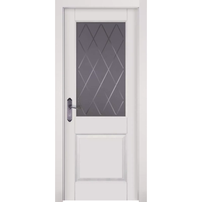 Дверь Элегия массив ольхи со стеклом, эмаль белая