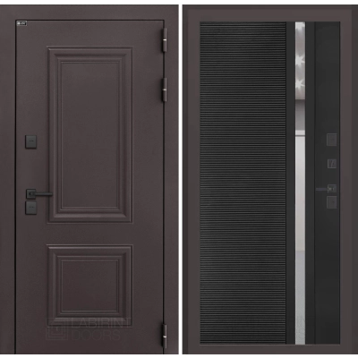 Входная дверь Полярис лайт 31 - Черный кварц, зеркальная вставка с тонировкой