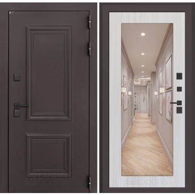 Входная дверь Полярис лайт с зеркалом 18 - Сандал белый