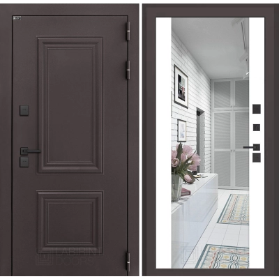 Входная дверь Полярис лайт с зеркалом Максимум - Белый софт