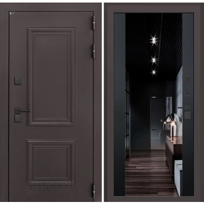 Входная дверь Полярис лайт с тонированным зеркалом Максимум - Черный кварц