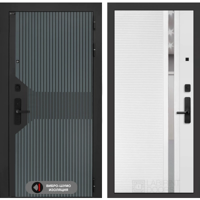 Входная дверь Смартлаб 31 - Белый софт, зеркальная вставка с тонировкой