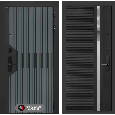 Входная дверь Смартлаб 31 - Черный кварц, зеркальная вставка с тонировкой