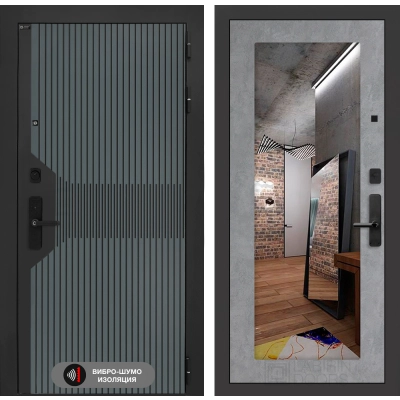 Входная дверь Смартлаб с Зеркалом 18 - Бетон светлый