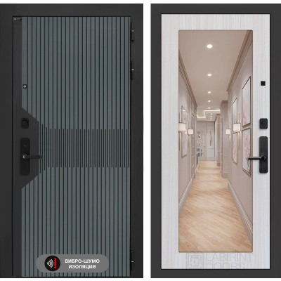 Входная дверь Смартлаб с Зеркалом 18 - Сандал белый