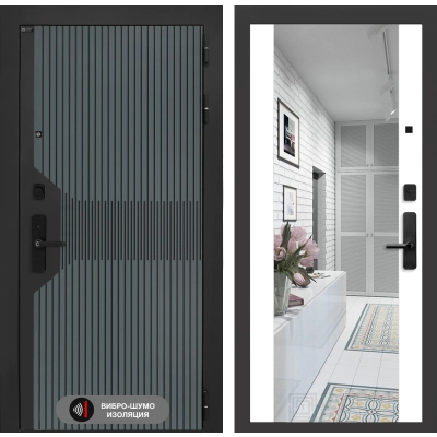 Входная дверь Смартлаб с зеркалом Максимум - Белый софт