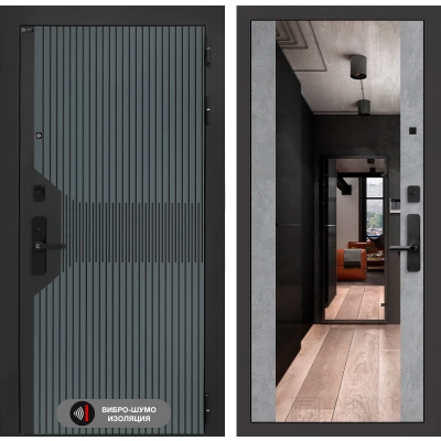 Входная дверь Смартлаб с Зеркалом Максимум - Бетон светлый