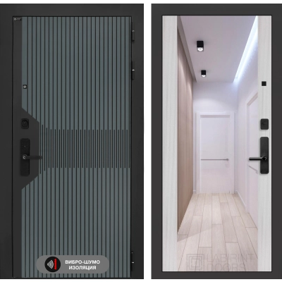 Входная дверь Смартлаб с Зеркалом Максимум - Сандал белый