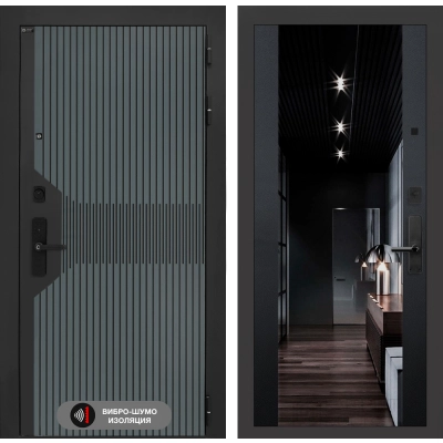 Входная дверь Смартлаб с Зеркалом тонированным Максимум - Черный кварц