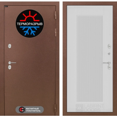 Входная дверь Термо Магнит 30 - Белый рельеф софт