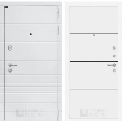 Входная дверь Трендо 25 - Белый софт, черный молдинг