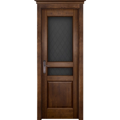 Дверь Гармония массив ольхи со стеклом, античный орех