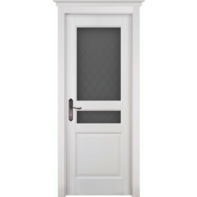 Дверь Гармония массив ольхи со стеклом, эмаль белая