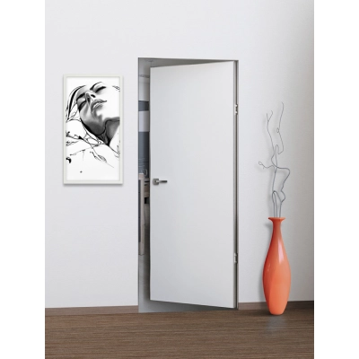 Дверь скрытая INVISIBLE REVERS 2.1 метра от себя, кромка AL хром матовый с 4-х сторон под покраску