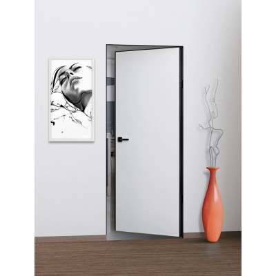 Дверь скрытая INVISIBLE REVERS 2.3 метра от себя, кромка AL черный матовый с 4-х сторон под покраску