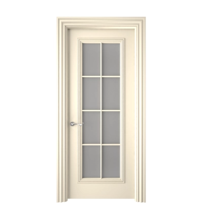 Дверь межкомнатная ARISTO со стеклом сатинат, акриловая эмаль ral 9001 слоновая кость