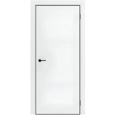 Дверь межкомнатная PORTA-50 4AB кромка Al черная с 4-х сторон, Alaska белый.