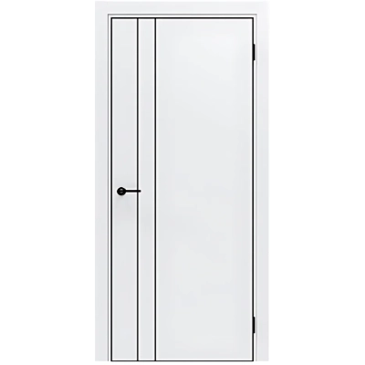 Дверь межкомнатная PORTA-58 4AB кромка Al черная с 4-х сторон, Alaska белый.