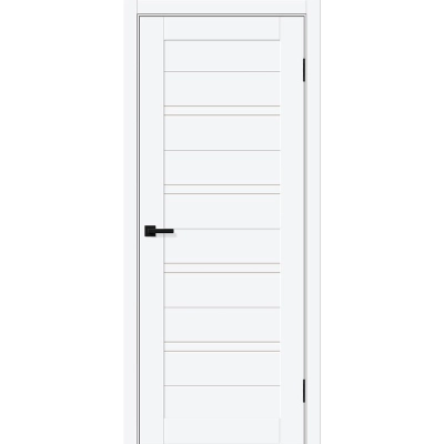 Дверь межкомнатная Браво-28 ПЭТ, Вайт силк, царговая, со стеклом мателюкс