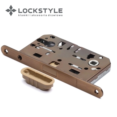 Механизм дверной врезной магнитный под цилиндр LOCKSTYLE М411C стандарт AGB комплект с ответной планкой ABM (бронза)