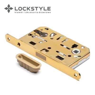 Механизм дверной врезной магнитный под цилиндр LOCKSTYLE М411C стандарт AGB комплект с ответной планкой GL (золото)
