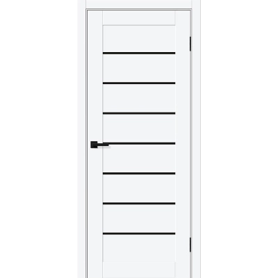 Дверь межкомнатная Браво-22 ПЭТ, Вайт силк, царговая, со вставкой черный глянец, black shine