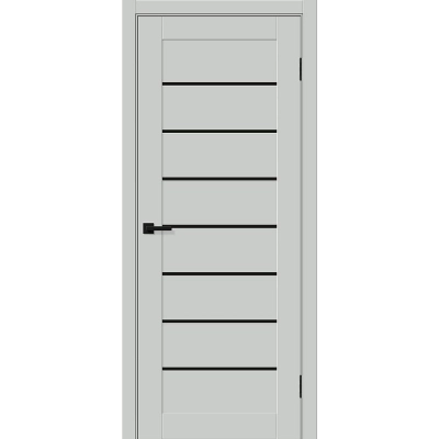 Дверь межкомнатная Браво-22 ПЭТ, Грей силк, царговая, со вставкой черный глянец , black shine