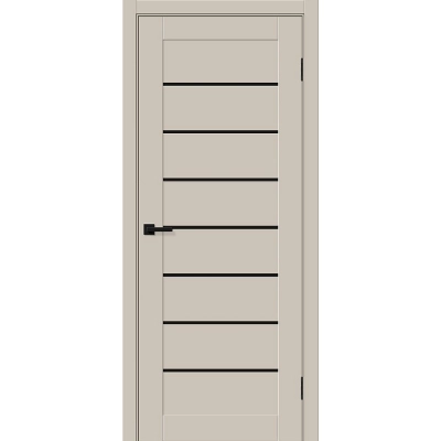 Дверь межкомнатная Браво-22 ПЭТ, Крем силк, царговая, со вставкой черный глянец, black shine