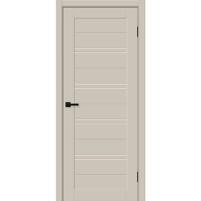 Дверь межкомнатная Браво-28 ПЭТ, Крем силк, царговая, со стеклом мателюкс