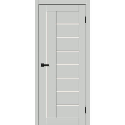 Дверь межкомнатная Браво-29 ПЭТ, Грей силк, царговая, со стеклом мателюкс