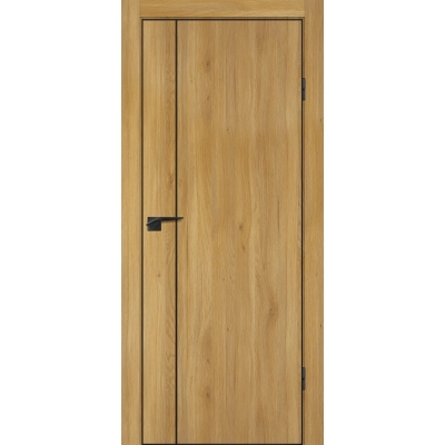 Дверь P-21 кромка ABS черная c 4-х ст. Дуб золотистый, черный молдинг