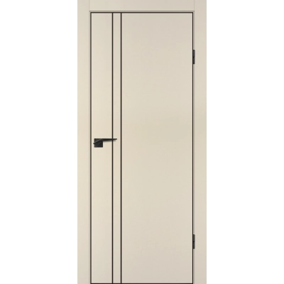 Дверь P-20 кромка ABS черная c 4-х ст. Бежевый матовый, черный молдинг