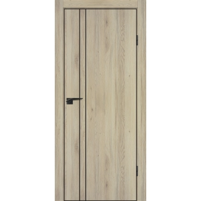 Дверь P-20 кромка ABS черная c 4-х ст. Дуб молочный, черный молдинг